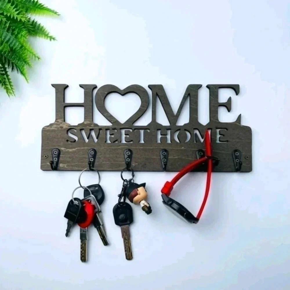 Home sweet home hanging key holder home decor hanging sign wall decor wooden